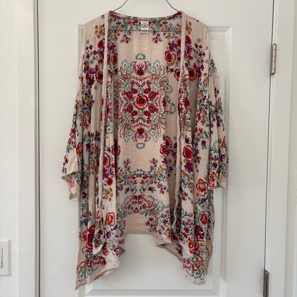Bila Tops - Bila Multicolor Floral Flowy Boho Open Cardigan Blouse